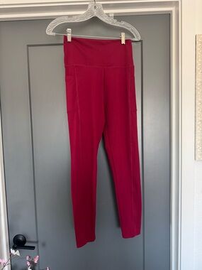 Source Unknown Burgundy High-Waist Leggings